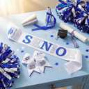 Suncalla 6 Set Senior Sashes Class of 2026 Graduation Satin Sash with Glitter Hair Bows 2026 Cheer Gifts for Graduation Party Cheerleader Prom Photos Celebration(Blue)
