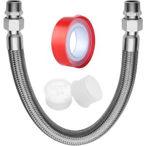 Industrial Grade Compressor Jumper Hose Kit  3/4" NPT Male, 15" Length, 450 PSI & 750F  Heavy-Duty 3/4" Air Hose with Two Rotating Male Adapters for Air Compressors