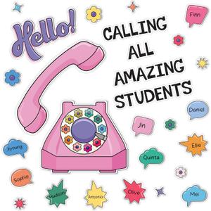 Carson Dellosa Retro Remix 71PC Welcome Bulletin Board Set, Inspirational Wall Art for Back to School Decorations, Chalkboard, and Classroom Decor, Groovy Teacher Supplies