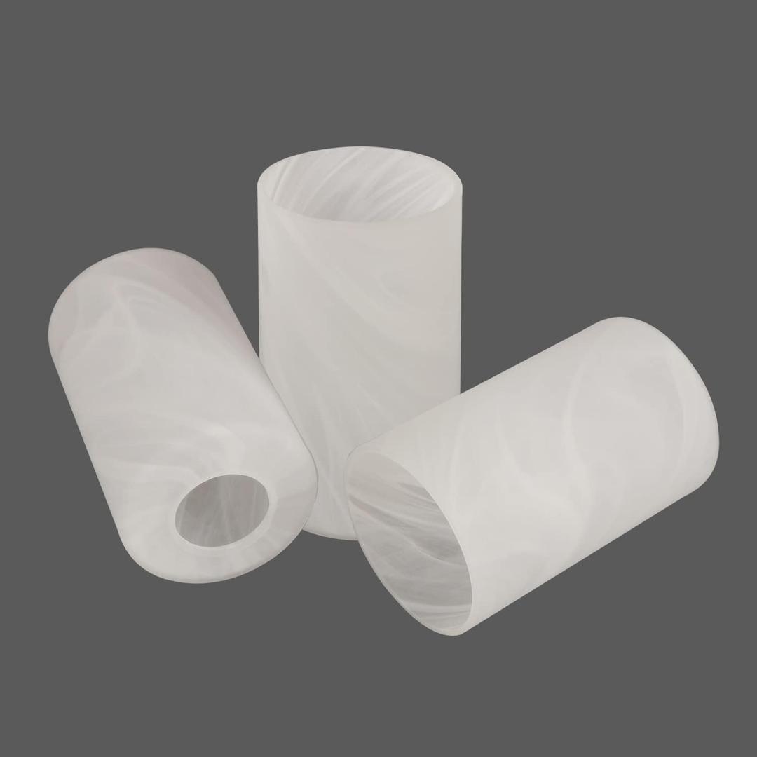 3 Pack Alabaster White Cylinder Glass Lamp Shade Replacement with 1-5/8-inch Fitter Opening for Ceiling Fan Light Kit Wall Sconce Pendant Light Fixture G0121