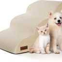 Aodisman 3-Step Dog Ramp and Stairs for Sofa and Chair - Non-Slip Sturdy Pet Steps for Small Dogs and Cats,15.7" H,Beige