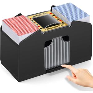 Unniweei Automatic Card Shuffler, Battery-Operated Electric Shuffler, Casino Card Game for Poker, Home Card Game, UNO, Phase10, Texas Hold'em, Blackjack, Home Party Club Game (1-4 Decks)