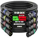 XLR Cables 15ft 4 Pack, Professional XLR Microphone Cable Male to Female, Gold-Plated 3-pin X LR Speaker Cables Balanced Mic Cord, Multicolor