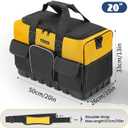 Tool Bag, 20 Inch, Yellow and Black, Tool Organisers 17 Pockets, Wide Mouth Opening, Reinforced Base