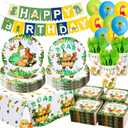 Dinosaur Birthday Party Decorations Set  119 PCS Dino Theme Party Supplies for Kids, Banner, Balloons, Plates, Cups, Napkins, Tablecloth, Invitations & Cake Toppers
