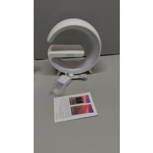 Smart LED Table Lamp, 4-in-1 Wireless Charger, Night Light, Alarm Clock, and Bluetooth Speaker with App Control for Bedroom, Office, and Home Decor (Black)