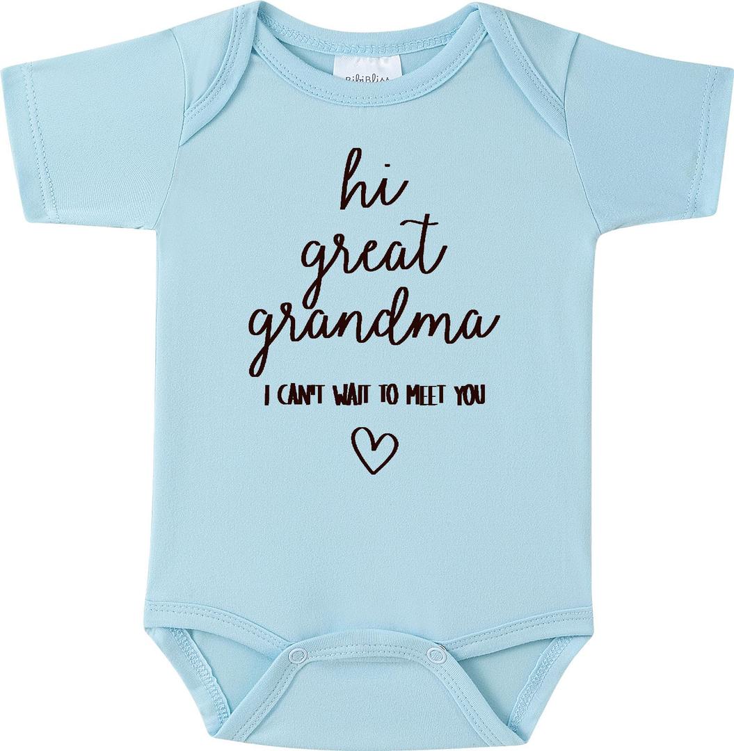New Pregnancy Announcement Gift,Hi Great Grandma I Can't Wait to Meet You Baby Announcement Bodysuit,Baby Coming Soon Announcement Reveal Ideas for Grandparents,Husband,Aunt(0-3 months,Navy)