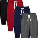 HXP 4 Pack Toddler Boys Sweatpants Pure Cotton Toddler Sweatpants Boys Kids Joggers Pants with Pocket Drawstring, 5T
