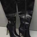 COLETER Women's Knee High Boots Pointed Toe Stiletto Buckle Dress Boots Slouch Zipper Heeled Boots 7,5