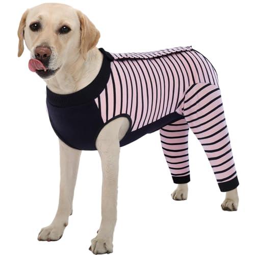 Kuoser Dog Recovery Suit, Anti Licking Dogs Rear Leg Sleeve, Abdominal Dog Surgical Suit with Dog Pants Cover Protect Wounds, Dogs Elbow Protector Soft Pet Surgery Onesie Cone Alternative, Pink XL