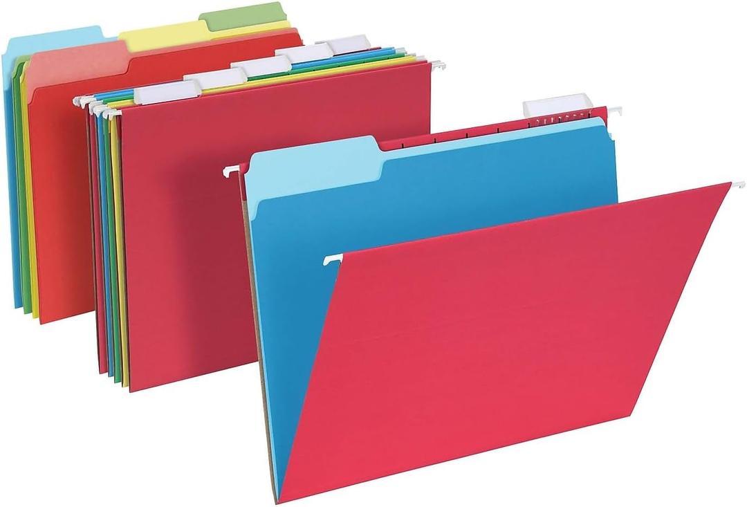 Pendaflex Hanging File Folder Combo Kit, 25 Hanging Folders with Tabs, 50 File Folders, Work from Home Starter Kit, Assorted, Letter Size (99199)