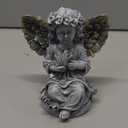 Garden Statues Outdoor Angel Statue Praying Cherub with Gold Wings Gray Resin Memorial Garden Decor Weatherproof for Cemetery Graveyard Indoor Outdoor Display Gift