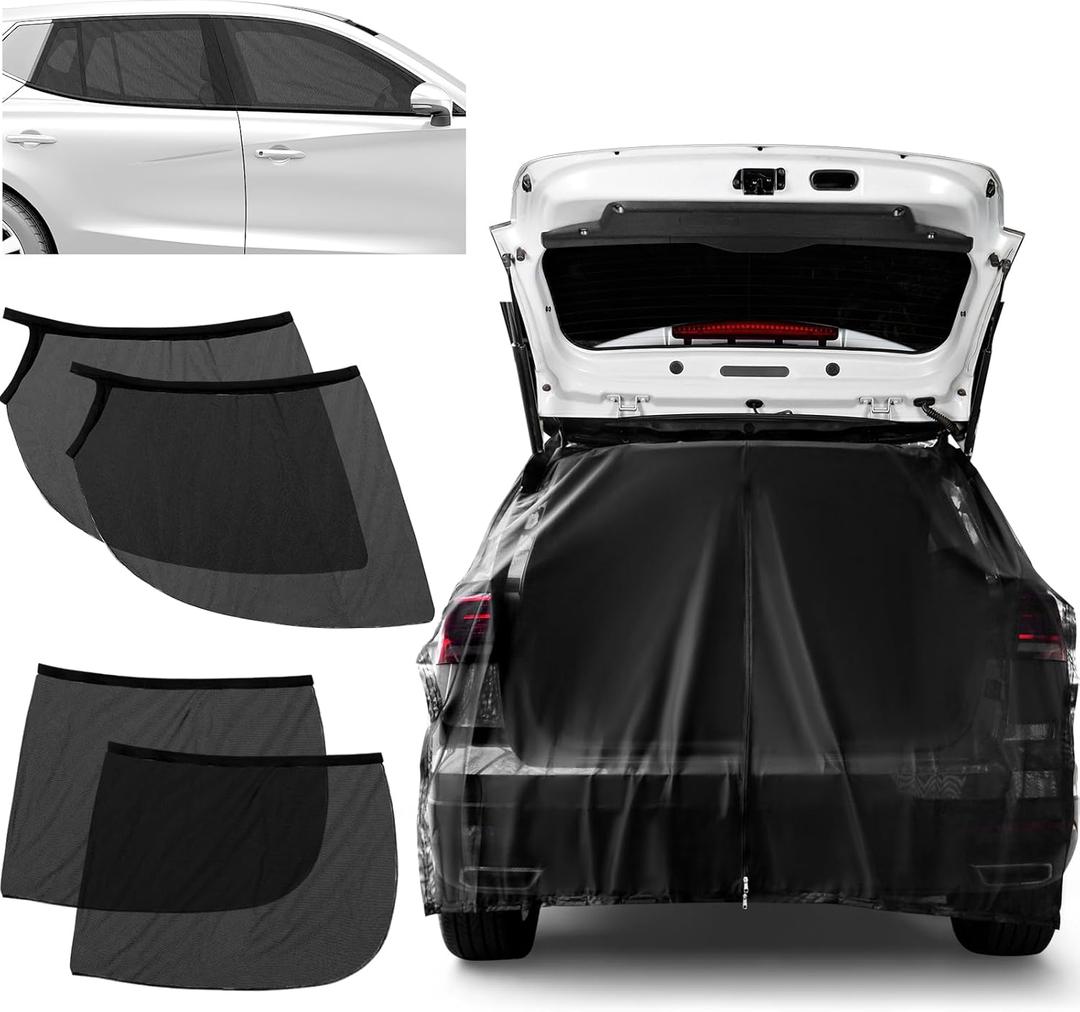 Yahenda Car Window Screens for Camping, SUV Tailgate Screen Included, 5 Pcs Car Window Bug Screens Set, Mosquito Net Privacy Shade for SUV Camping Side Windows & Trunk(L)