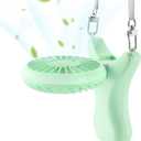 OUTXE Personal Necklace Mini Fan 3000mAh Hands-Free Portable USB 3 Settings, Folding Electric Cooling Handheld (Green)