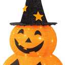 NEROSUN Halloween Decorations, 3 FT Pop Up Collapsible Pumpkin, Pre-Lit 50 LED Lighted Pupmkin Man with Star Hat, Jack o' Lantern with Metal Stand for Outdoor Indoor Garden Yard Home Party Decor