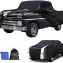 C10 Truck Cover Custom Fit 1960-2002 Standard/Extended/Crew Cab SB (6.5'-6.6') with Door Zipper, 12 Layers Outdoor Pickup Truck Cover Waterproof All Weather, for Wind Dust Rain UV Protector.