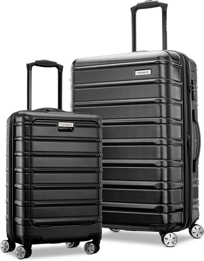 Samsonite Omni 2 Hardside Expandable Luggage with Spinner Wheels, PRO 2PC SET (CO/M), Midnight Black