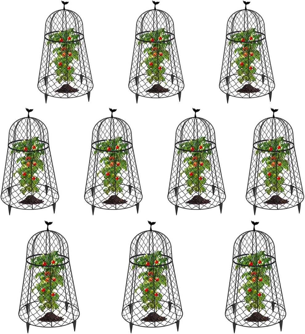 10 Packs Garden Cloches for Plants, Plant Protectors from Animals, Chicken Wire Cloche, Plant Cloche and Cage, Protection for Your Plants and Seedlings, 13" D x 20" H - Black