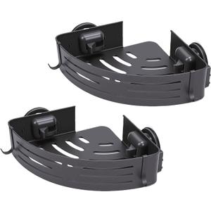 Space Grade Aluminum Corner Shower Caddy, Upgraded Suction Cups Caddy, Towel Bar for Shampoo, Conditioner & Body Wash Bottles, Ideal for Bathroom Organization (Double Layer with Towl Bar