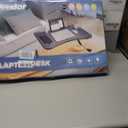 Slendor Lap Desk with Cup Holder, Foldable Laptop Table for Bed, Portable Bed Desk for Laptop and Writing, Computer Tray with Tablet Slot, Notebook Stand Reading Holder for Couch Sofa Floor,Walnut