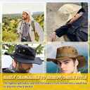 Fishing Hat, Wide Brim Breathable Boonie Hat UV Protection Safari Hiking Bucket Hat Beach Summer Cap (White)