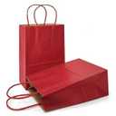 AZOWA Gift Bags Mini Small Kraft Paper Bags with Handles (4 x 2.4 x 6 in, Red, 25 Pcs)