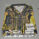 Mens Luxury Brand Print Silk Satin Design Button Down Dress Shirt (L)