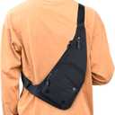 Peicees Water-resist Sling Bag Crossbody Bag for Men Slim Chest Backpack Man Purse Small Shoulder Bag for Travel Hiking