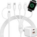 Apple Watch Charger USB C with 30W PD Fast Wall Plug for Apple Watch/iPhone 16 Pro Max Plus/15/14, 4 in 2 Wireless Magnetic Charging Cable for iWatch Series 10/9-1/SE/Ultra, Multi Cord for Travel 6FT