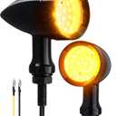PBYMT Motorcycle Bullet 24 LEDs Front Turn Signal Lights Amber SMD Blinkers w/ 10mm Mount Hole Compatible with Honda Yamaha Suzuki Kawasaki Harley Chopper Bobber