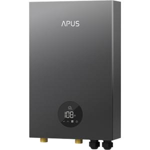 27kW Tankless Water Heater Electric, APUS 240V On Demand Instant Hot Water with Memory Function & LED Display, Energy-Saving Whole Home Water Heating System, Up to 6.5 GPM and Space Saving Design,Gray