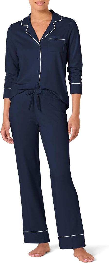 Amazon Essentials Women's Long Sleeve Cotton Modal Pajama Set, Loungewear with Full-Length Bottom, XL