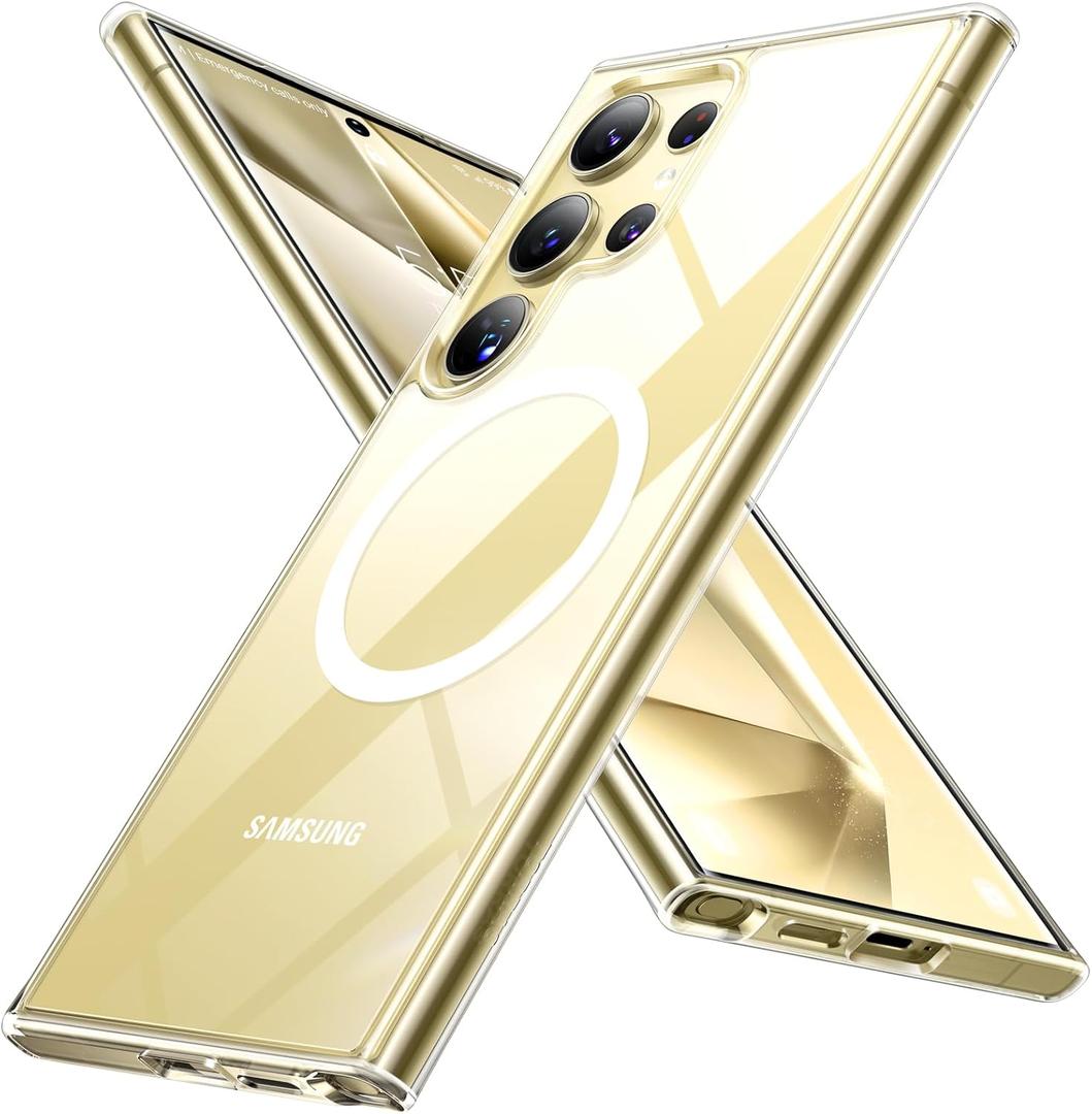 TORRAS Magnetic Shockproof for Samsung Galaxy S24 Ultra Case, [18N Mighty Magnetic] [12FT Military Grade Drop Tested] [Compatible with MagSafe] Protective Slim Case for Samsung S24 Ultra Case, Clear