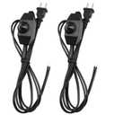 Quentacy 2Pack Plug in Dimmer Rotary Switch with 110V AC 5.9ft Extension Power Cord ON/Off Table Lamp Controller Cable for Dimmable Halogen and Incandescent Salt Bulbs Lights