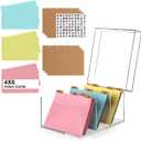 4x6 Index Card Holder Acrylic Index Card Organizer Clear Index Card Box Flash Card Holder with 5 Index Card Dividers Recipe Cards Holder Notecard Storage Box 150 Ruled Cards Stickers For Office Desk