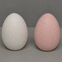 Pack Of 2 Boston International Egg Sculpture Tabletop Decor, 5.75", Pink And White