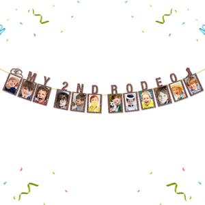 My 2nd Rodeo Photo Banner Cowboy 2nd Birthday Wall Decoration Wild West Cowboy Two Birthday Party Picture Banner Decor Supplies