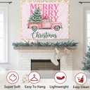 WHCHJ Pink Christmas Tapestry, Coquette Preppy Pink Bow Christmas Tree Truck Wall Hanging, Girly Xmas Holiday Tapestries Wall Blanket Decor for Party Home Bedroom Living Room Dorm, 50x60 Inch