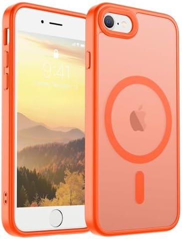 SUPFINE Magnetic for iPhone SE Case 2022 (3rd)/2020 (2nd),iPhone 8 Case(Compatible with MagSafe)(Military Grade Drop Protection) Slim Translucent Matte Phone Case,Orange