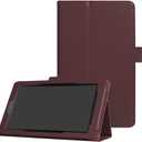Smart Cover for Amazon Kindle All New Fire 7 7th / 9th GenerationUltra Slim Folio Stand Leather Case Cover with Auto Sleep/Wake Up Function for Kindle Fire HD7 7" (2017/2019 Release) (Li-Brown)