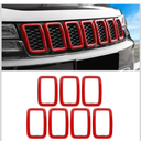 JeCar Grille Inserts ABS Grill Cover Trim Kit for 2017-2021 Jeep Grand Cherokee WK2, Red