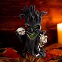 Halloween Tree Statue with Skull Head Decorations,Tree Skeleton Statues with Spook Lights for Holiday Decor,Halloween Decorations Indoor for Table Mantel Shelf Decor,Props Haunted Collectible Gifts (Black)