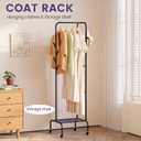 Modern Bamboo Coat Rack, Freestanding with 2 Shelves, 5 Hooks, Rotating Design, Heavy Duty Stand for Entryway, Living Room, 72x24x24 Inches (Black)