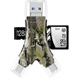 SD Card Reader for iPhone/ipad/Android/Mac/Computer/Camera,4 in1 Micro SD Card Reader Trail Camera Viewer, Portable Memory Card Reader SD Card Adapter for SD and TF Cards (Camo)