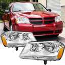 Headlight Assembly Compatible With 2008-2014 Dodge Avenger Chrome Housing Amber Corner