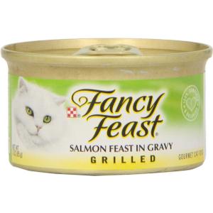 24 x Fancy Feast Cat Food Grilled Salmon Feast In Gravy, 3 oz (EXP 12/31/27)