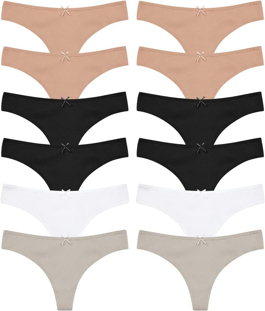 Jo & Bette Cotton Thongs for Women - Pack of 6 Panties - Thongs Underwear Women Breathable No show Seamless (Small)