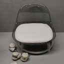 MICONEBIN Rolling Stool with Backrest, Mini Shoe Stools, Portable Multi-Purpose Wheeled Stool with Comfortable Foam Cushion, 360° Rotating Wheels for Home, Office, Salon & Garage - Transparent