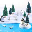 19 Pcs Arctic Animals Figurines Set Polar Animal Figurine Polar Bear Penguin Figurines Winter Animal Toy Figures Pine Trees Artic Diorama Supplies for School Project Sensory Bin Filler DIY Craft Gifts