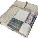 Greenland Home Oxford 100% Cotton Throw Blanket, Tan 50 x 60 in